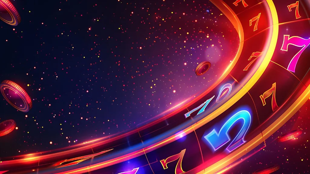 Casino gaming background with slot reels and casino chips